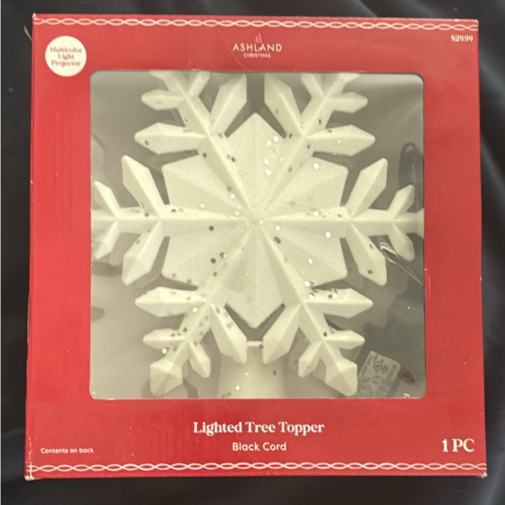 White Snowflake Lighted Tree Topper